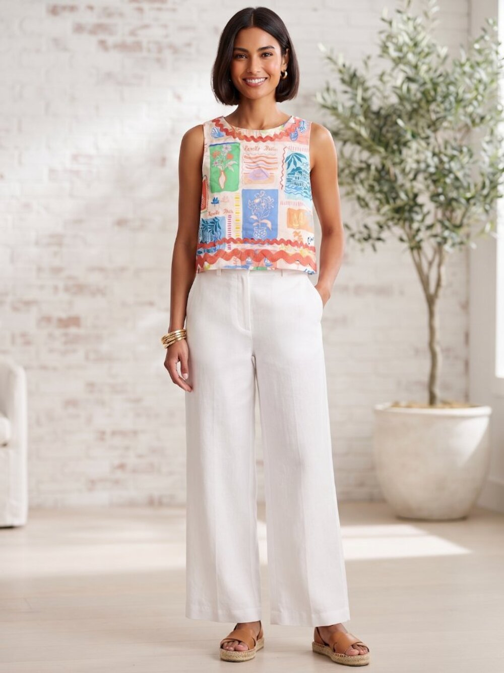 NWT Prosperina Isola Bella Ravello Italia Print Crop Tank -S- MSRP $108+ - Picture 2 of 14